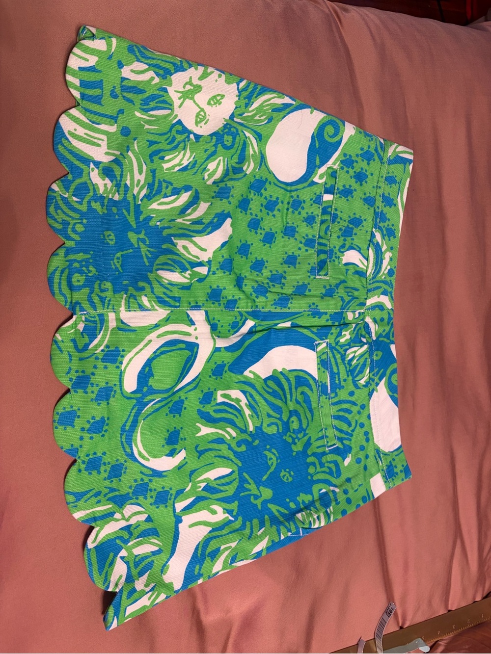 Lilly Pulitzer White Shorts with Green & Blue Trim